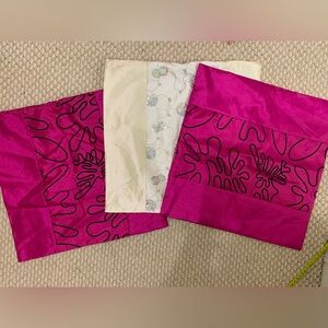 NWOT 2 Pink and 1 White Square Pillow Case 16”x 16.5” Covers Bundle